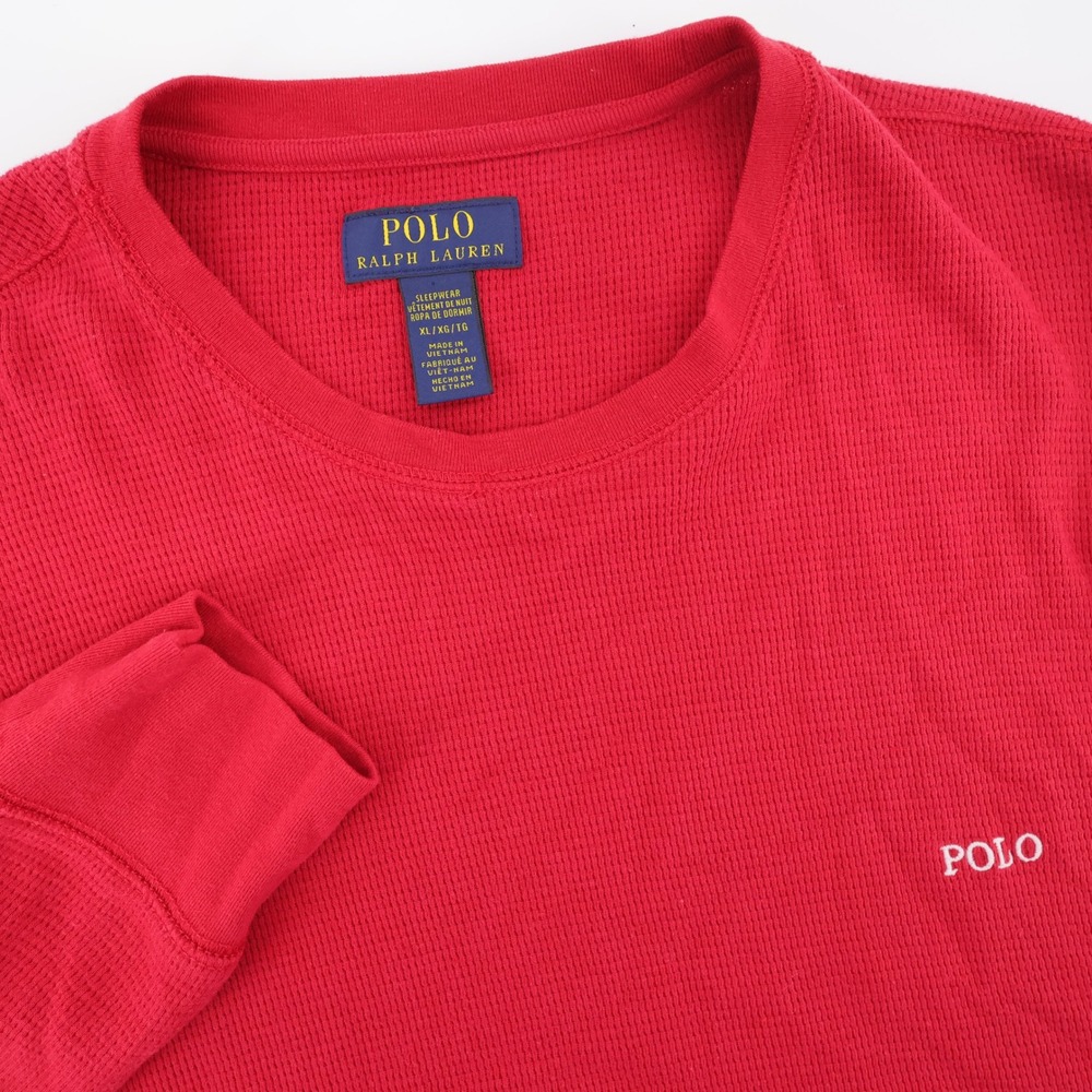 Polo Ralph Lauren Waffle Knit Thermal Red Long Sleeve Mens XL Sleepwear Shirt
